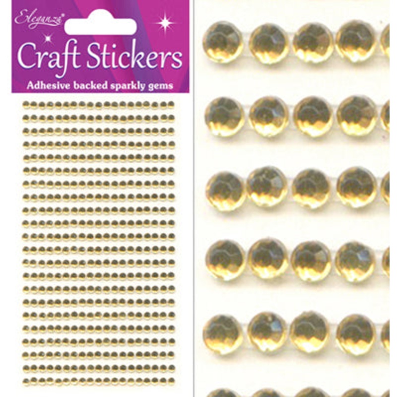 3mm Gold Diamante Craft Stickers 418pcs