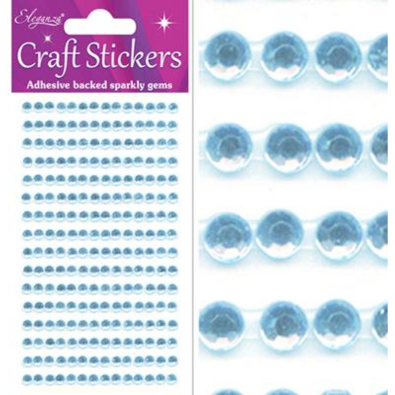 3mm Pearl Blue Diamante Craft Stickers 418pcs (Baby Blue)