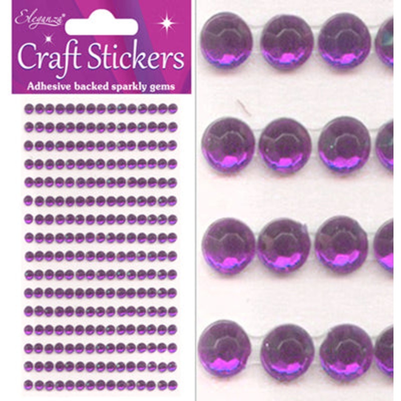 3mm Purple Diamante Craft Stickers 418pcs (Amethyst)