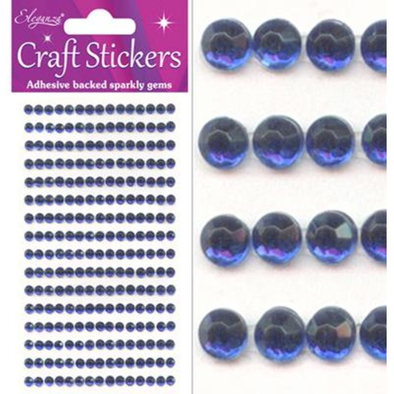 4mm Royal Blue Diamante Gems Craft Stickers 240pcs (Sapphire)