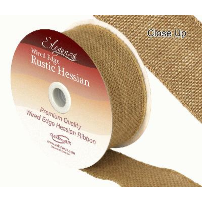 50mm Wired Edge Hessian 9.1M – Natural