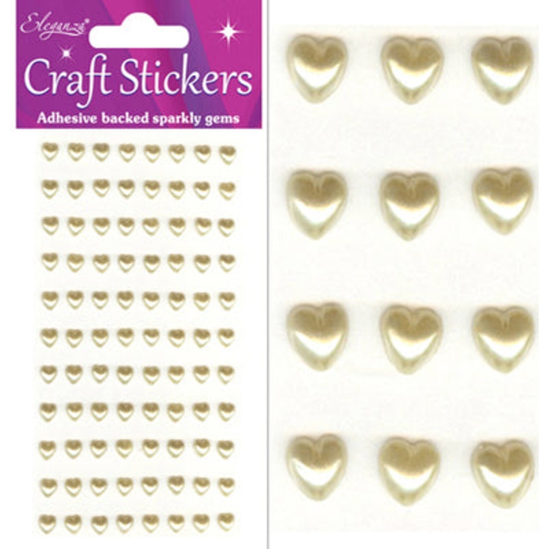 6mm Gold Pearl Hearts Craft Stickers 88pcs