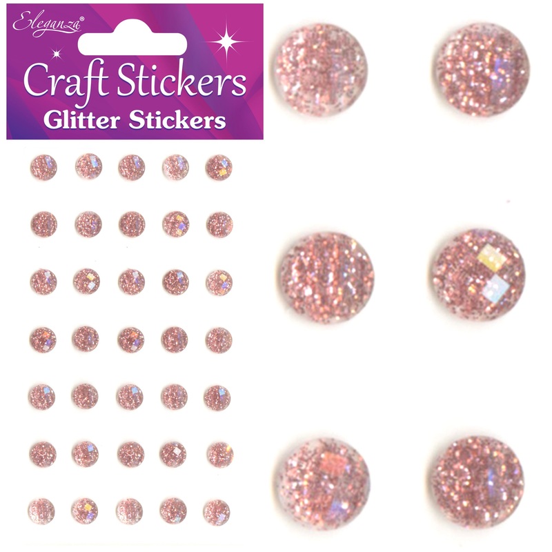 8mm Rose Gold Glitter Gems 35pcs – Craft Stickers