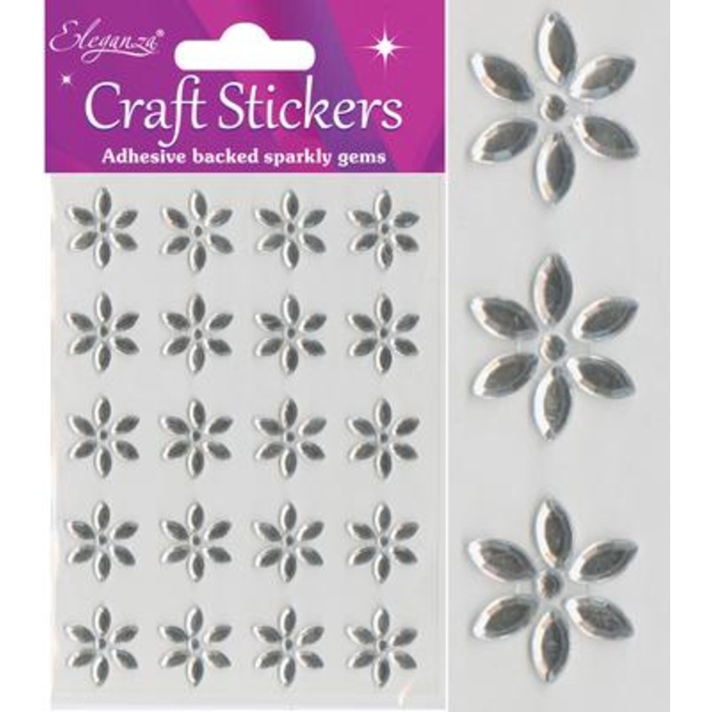 Diamante Flower Craft Stickers 20pcs