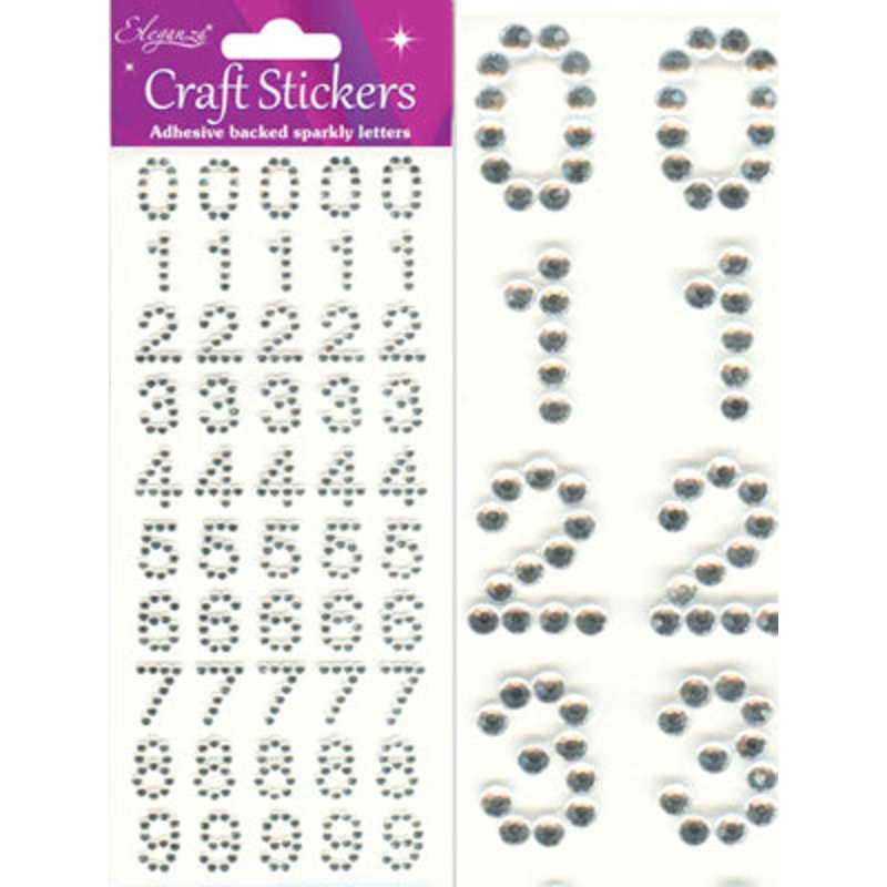 Diamante Number Craft Stickers