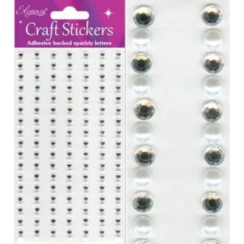 Eleganza Craft Stickers 4mm Diamond/Pearl x 238pcs