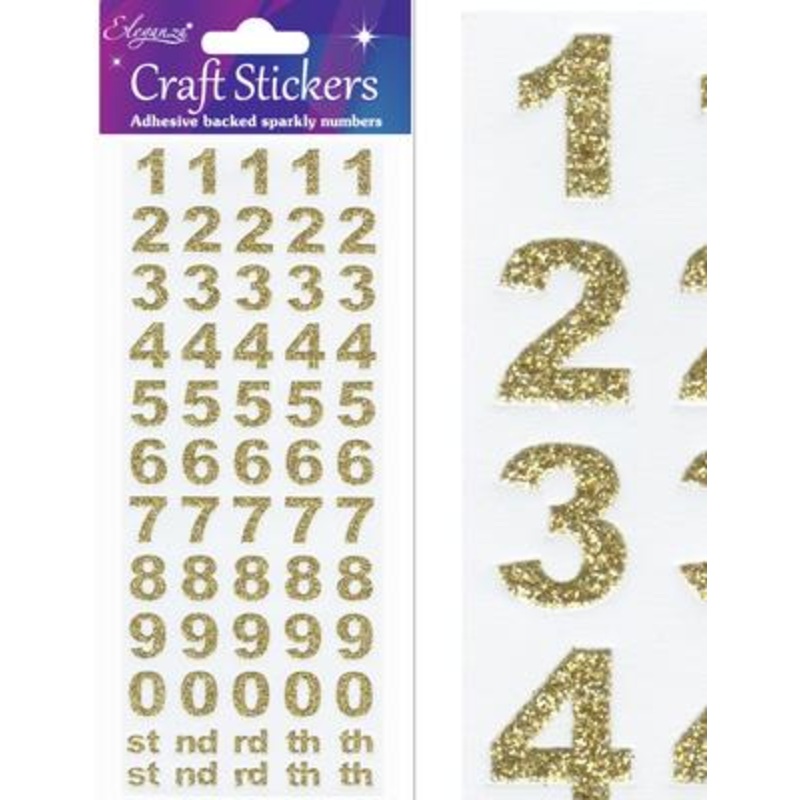Gold Glitter Number Craft Stickers