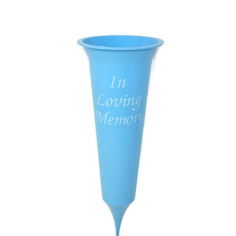 Grave Vase Spike – In Loving Memory – Light Blue