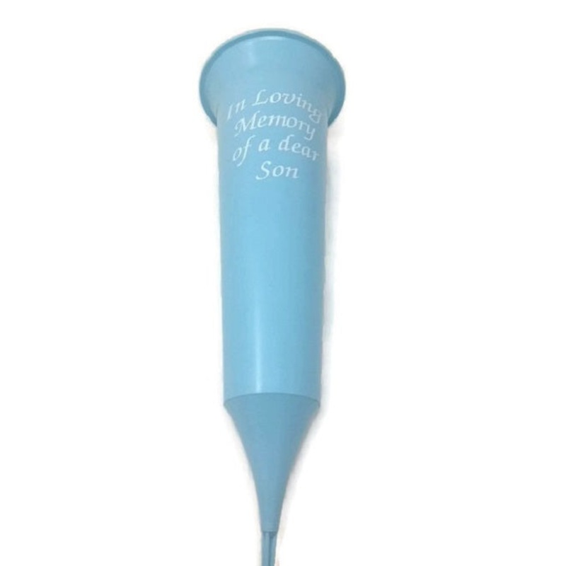 Light Blue  Grave Vase Spike In Loving Memory of a – Son