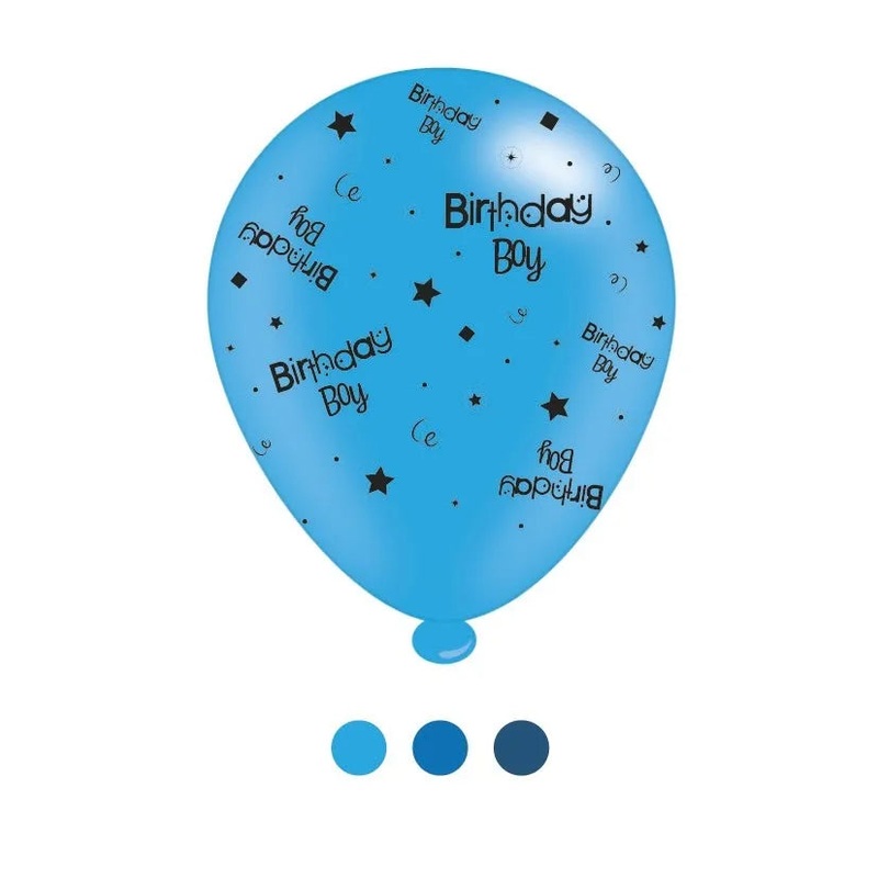 Pack of 8 – Birthday boy – Blue Mix Birthday Latex Balloons ,10 size