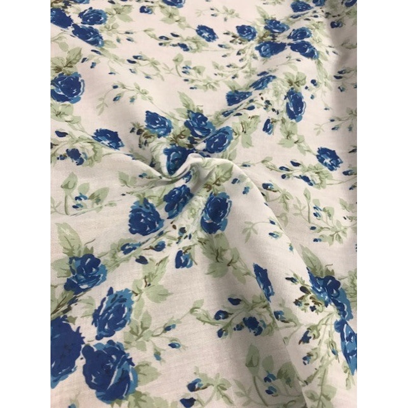Polycotton Royal Blue Rose Fabric 112cm Width – 1 metre – ep506