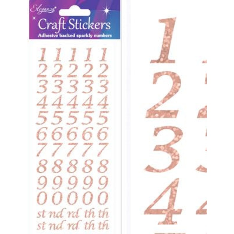Rose Gold Number Craft Stickers