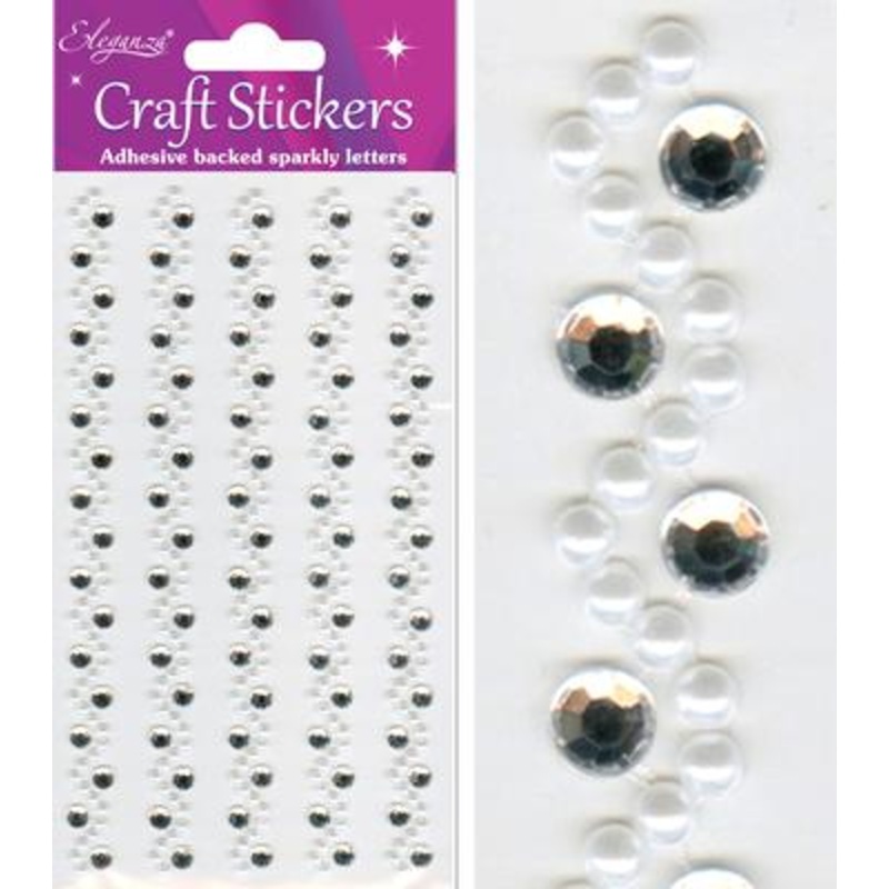 Self Adhesive Craft Stickers Pearl/Diamante Wave x 5 strips