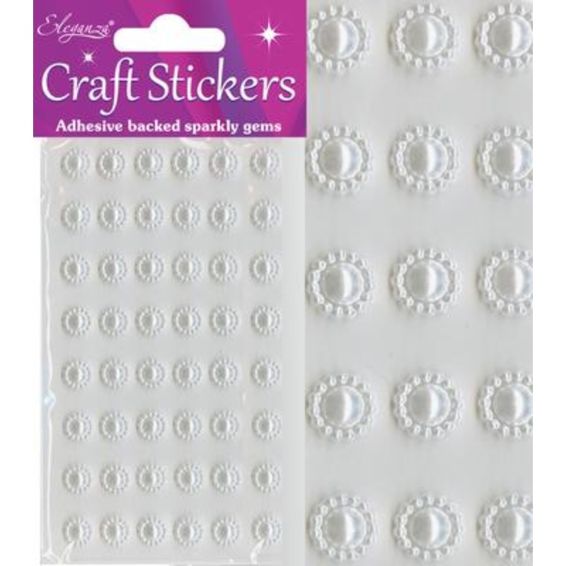 White Pearl Sun Craft Stickers 48pcs