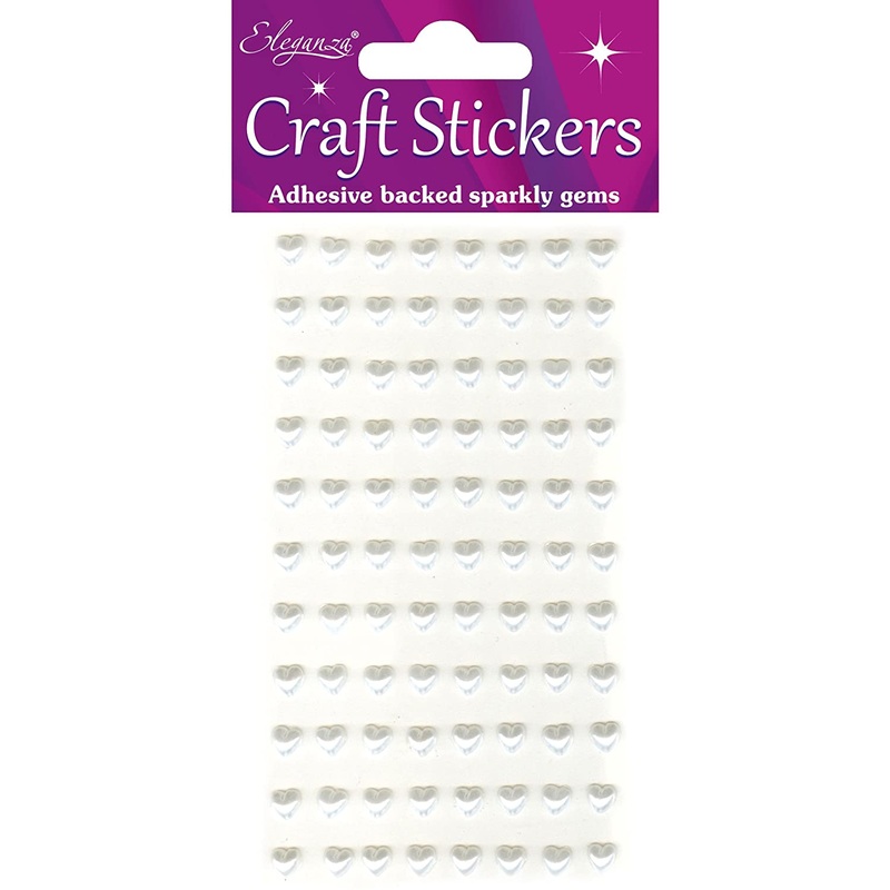 White Stickers Pearl Hearts of 88 Pieces,16.5 x 7.6 x 0.2 cm Size