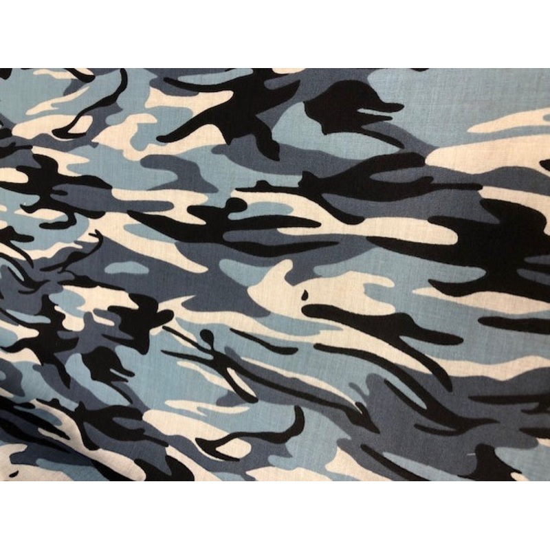 1 Metre Blue Polycotton Camouflage Print Fabric x 112cm / 44 – C410