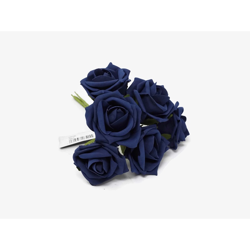 6 Head Foam Rose Bunch – Navy Blue