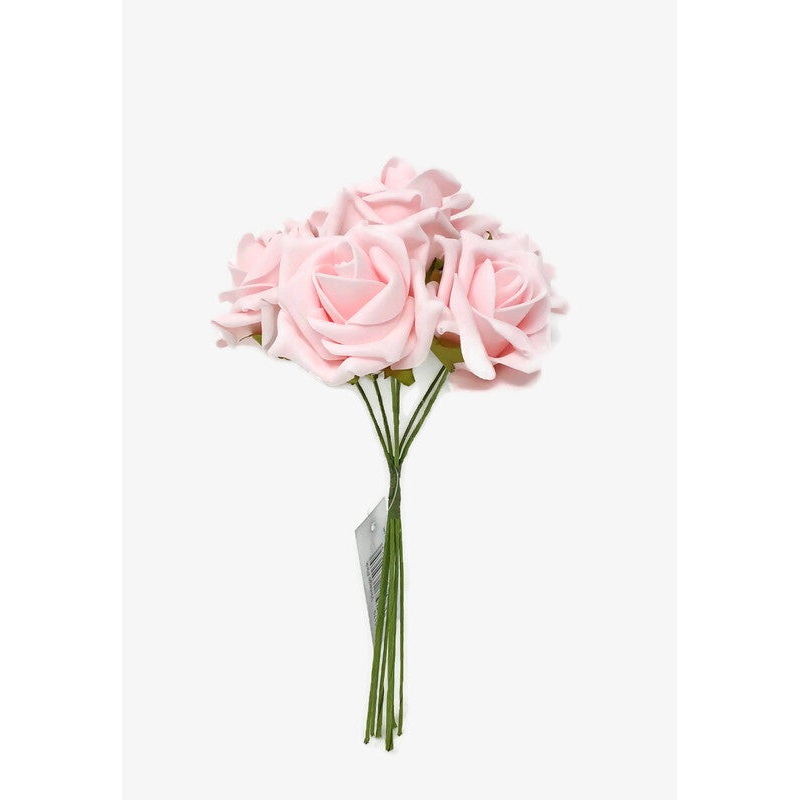 6 Head Foam Rose Bunch – Vintage Pink
