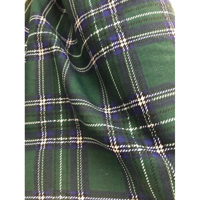 Bargain Green Polycotton Tartan Width 45/112cm – 1 Metre