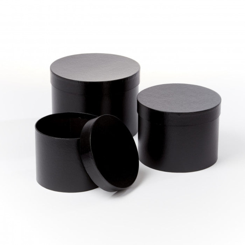 Symphony Lined Hat Boxes – Set of 3 – Black Matte Finish 41-00758