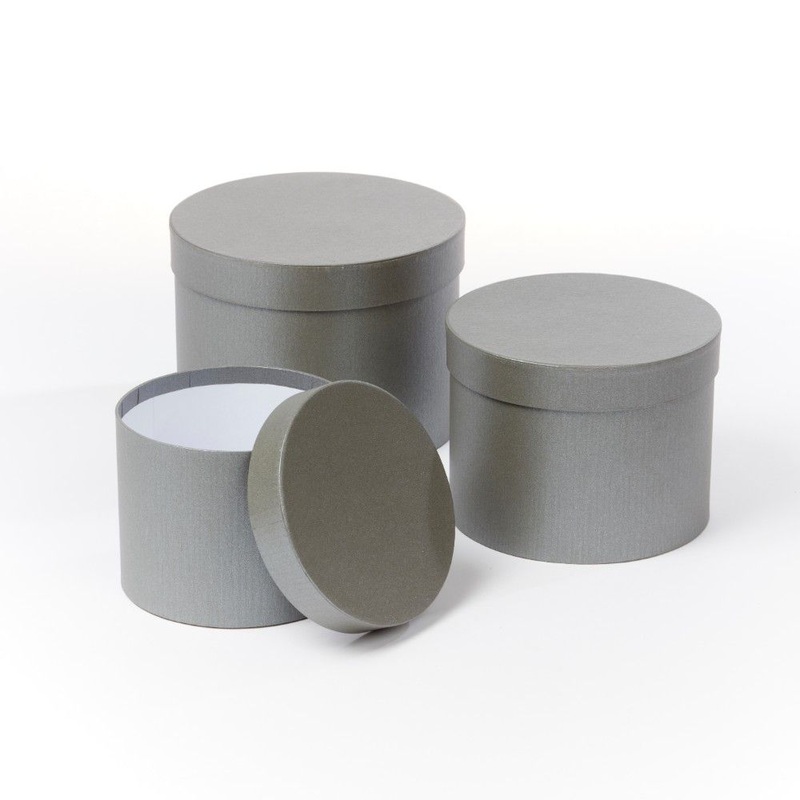 Symphony Lined Hat Boxes – Set of 3 – Dark Grey Matte Finish