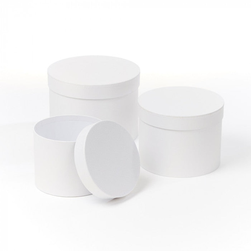 Symphony Lined Hat Boxes – Set of 3 – Pearly White Finish