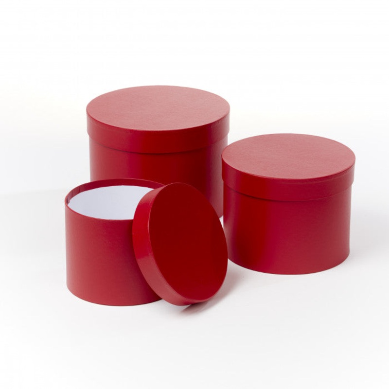 Symphony Lined Hat Boxes – Set of 3 – Red Matte Finish