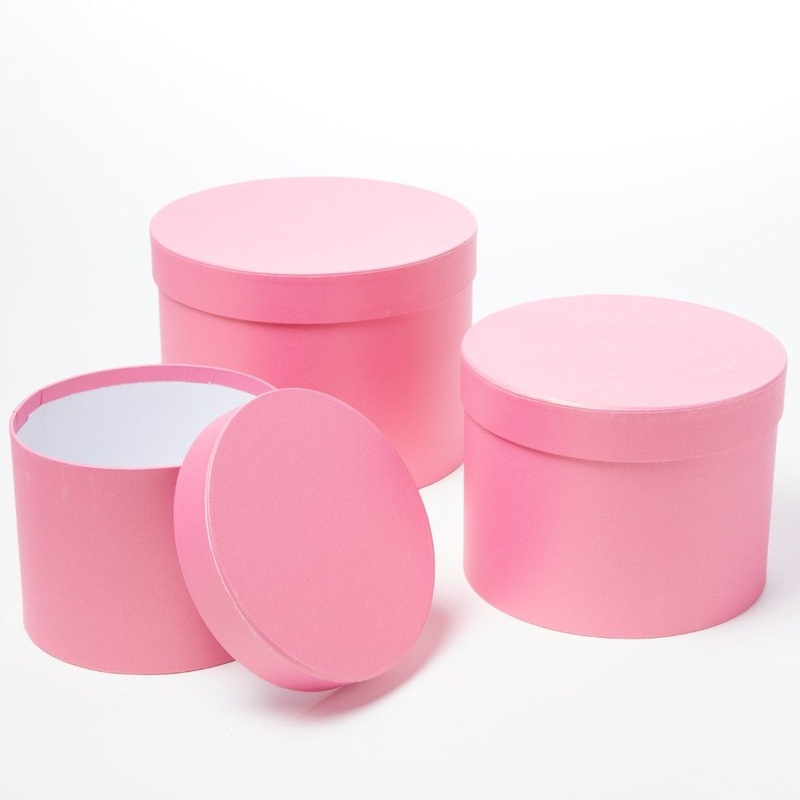 Symphony Lined Hat Boxes – Set of 3 – Strong Pink