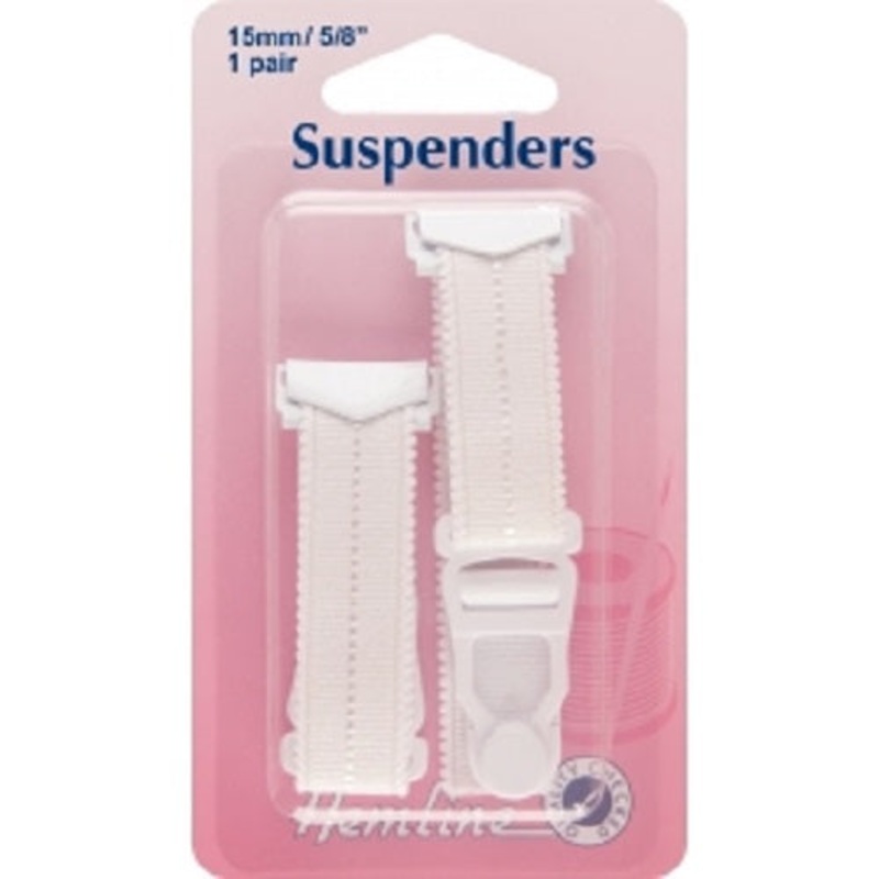 1 Pair of Hook On Suspender Straps: White – 15 x 170mm