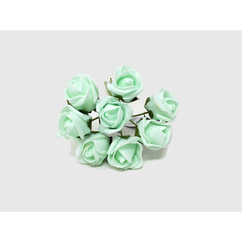 8 Head Foam Rose Bud Bunch – Mint