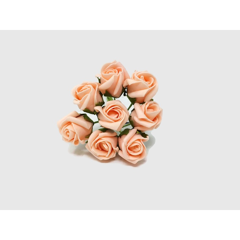 8 Head Foam Rose Bud Bunch – Peach