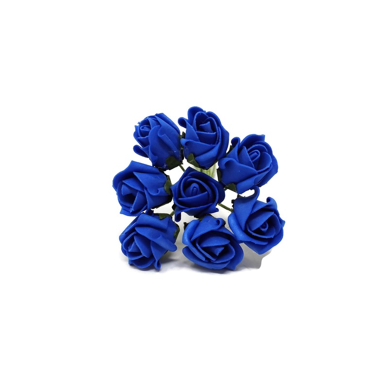 8 Head Foam Rose Bud Bunch – Royal Blue