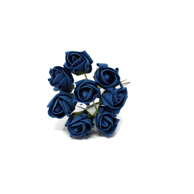 8 Head Foam Rose Bud Bunch – Teal