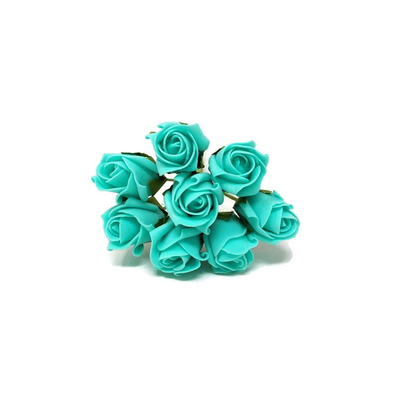 8 Head Foam Rose Bud Bunch – Tiffany Blue