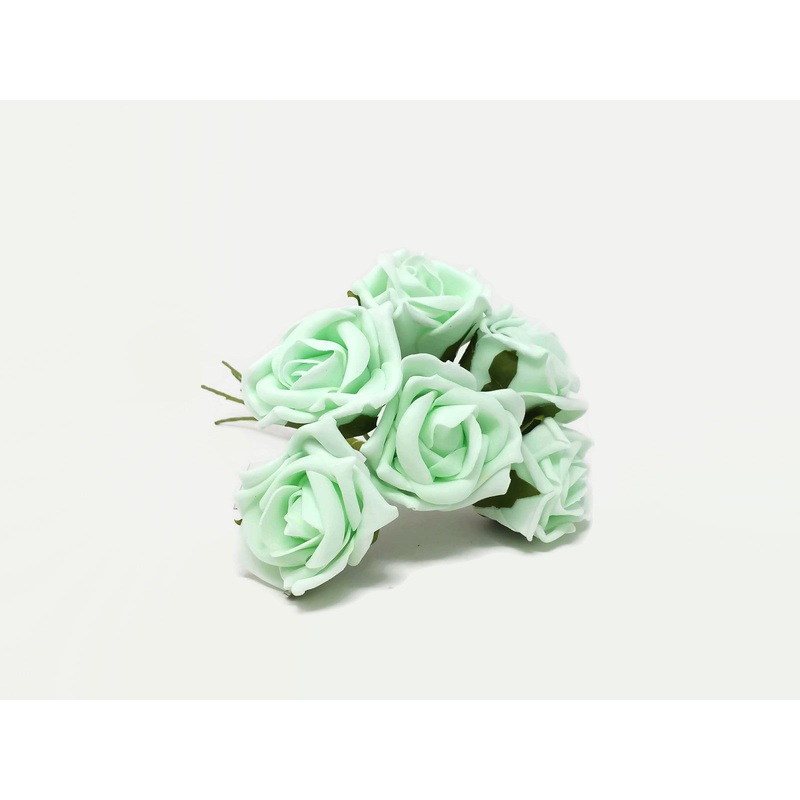 8Head Foam Rose Bunch – Mint