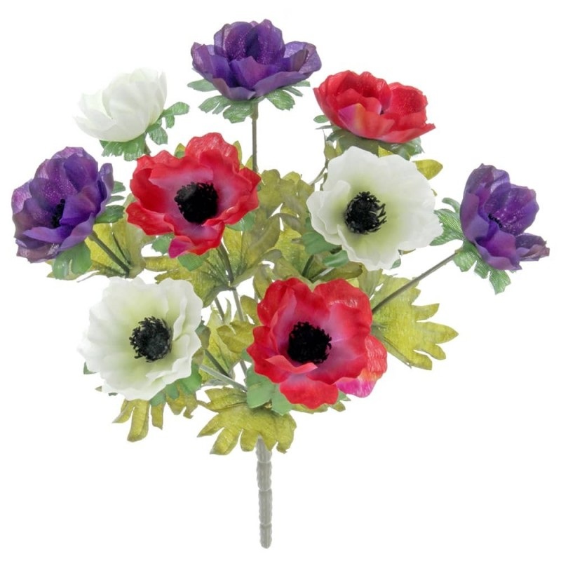 Anemone Bush x 27cm – Purple Red and White AM0909