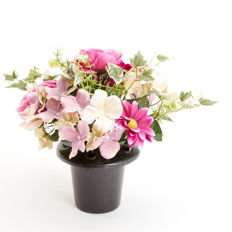 Everlasting Blooms Grave Vase – Gerbera, Rose & Hydrangea