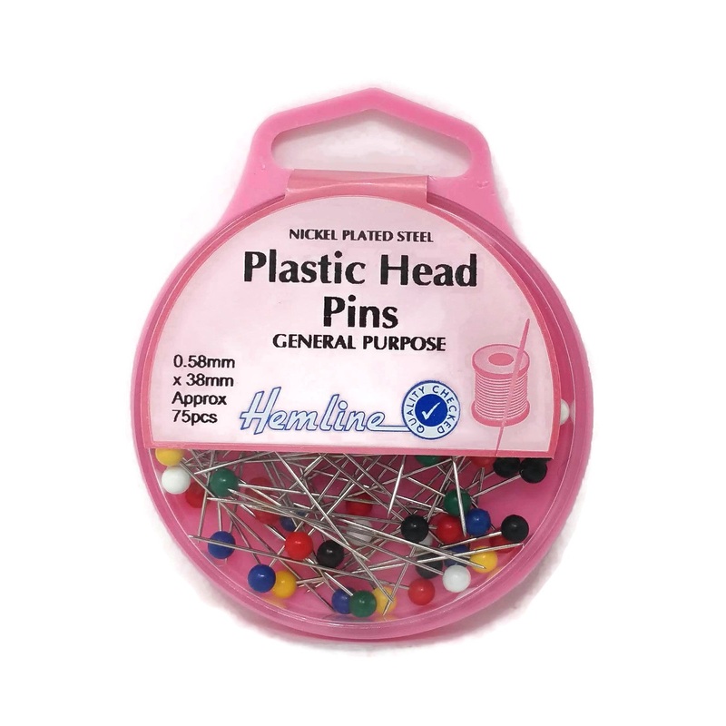 Hemline Colourful Plastic Head Pins – Length 38mm x Shaft 0.58mm