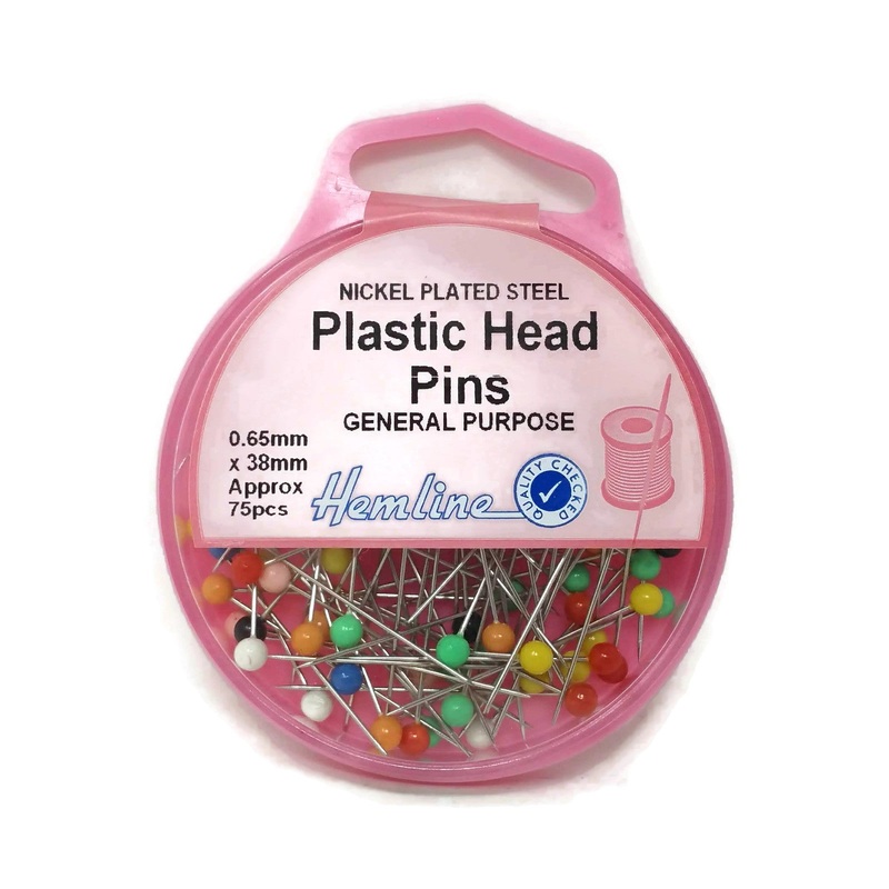 Hemline Colourful Plastic Head Pins – Length 38mm x Shaft 0.65mm