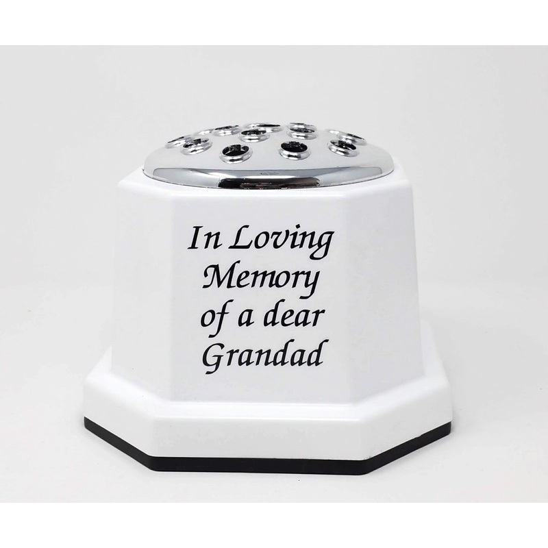 White Memorial Grave Pot – In Loving Memory of a dear Grandad