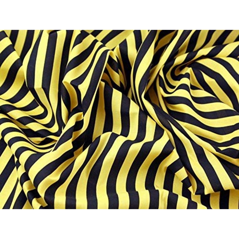 1 Metre Polycotton Bee Fabric 110cm Width Yellow and Black Stripe EPBEE
