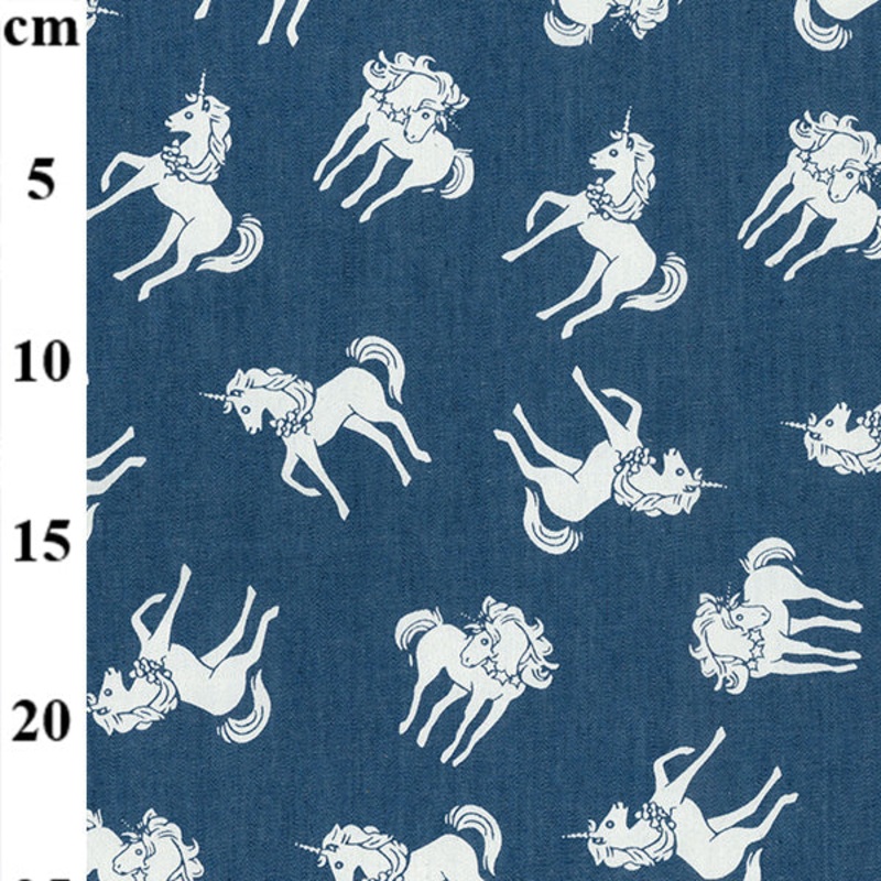 1 Metre Printed Denim- 100% Cotton – 147cm/58 – Unicorn