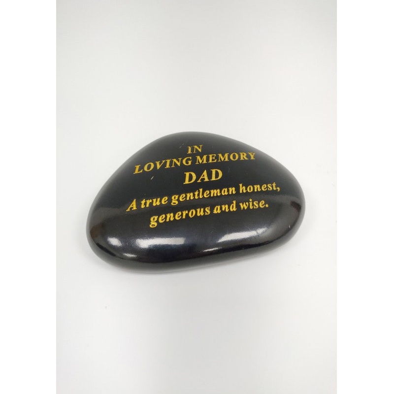 In loving Memory Dad Black & Gold Pebble