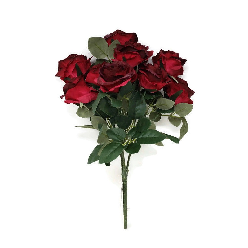 10 Head Rose Bush x 44cm – Burgundy