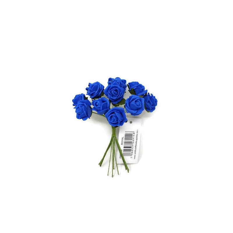 12 Miniature Foam Roses – Royal Blue