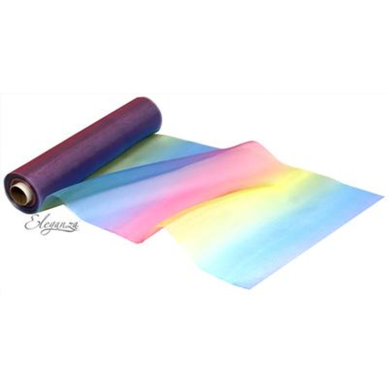 29cm x 20m Organza Fabric Sheer Roll – Rainbow