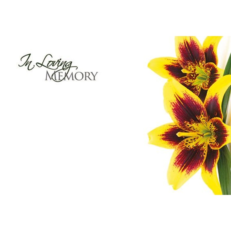 50 Florist Cards – In Loving Memory – Yellow Orchid
