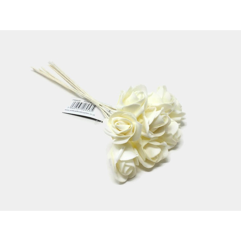 8 Head Foam Rose Bud Bunch – Full Ivory