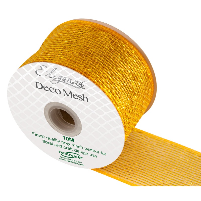Deco Mesh Metallic Stripe 63mm x 10m – Gold