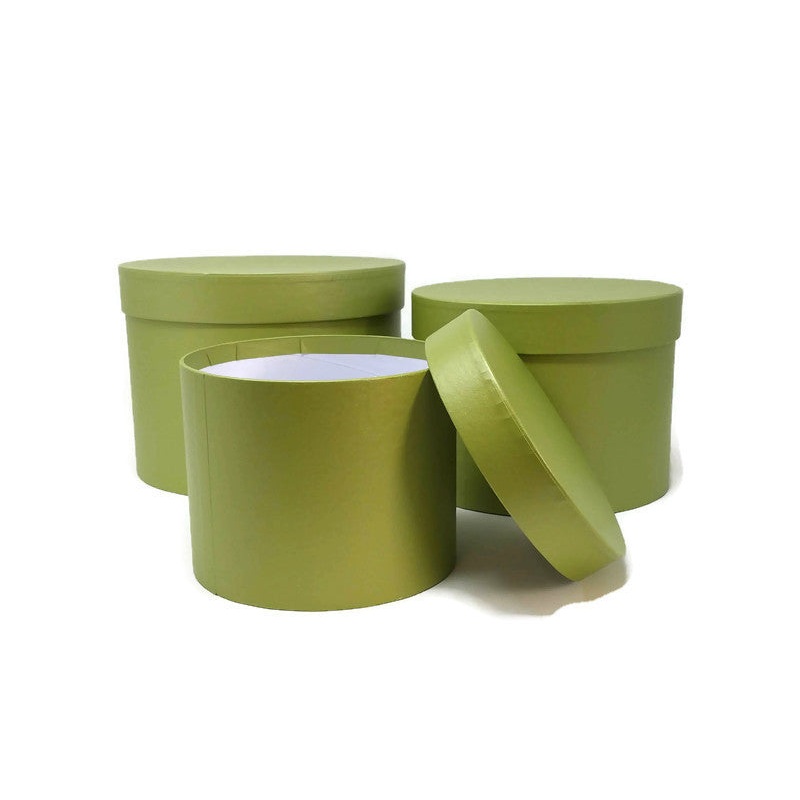 Symphony Lined Hat Boxes – Set of 3 – Sage Green 41-00761